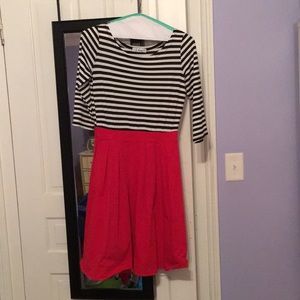 Stripped and red dress